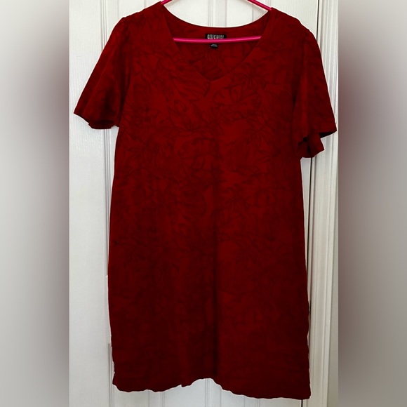 NICOLE MILLER WOMENS DRESS, RED/MAROON, LINEN BLEND, size XL - Picture 1 of 5